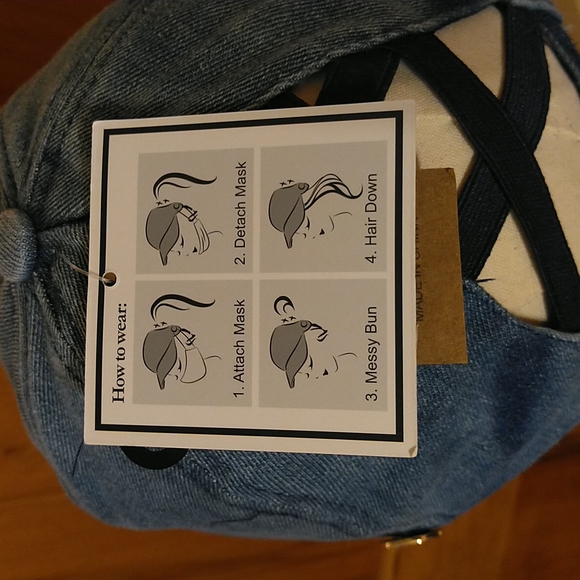 C.C Distressed PonyCap with Epoxy Side Buttons for Face Masks - Picture 7 of 9